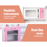 Keezi Kids Wooden Kitchen Play Set - White & Pink Baby & Kids Kings Warehouse 