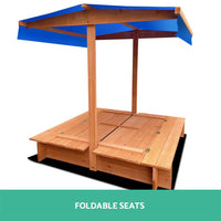 Keezi Wooden Outdoor Sand Box Set Sand Pit- Natural Wood Kids Kings Warehouse 