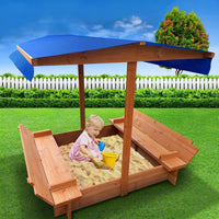 Keezi Wooden Outdoor Sand Box Set Sand Pit- Natural Wood Kids Kings Warehouse 