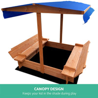 Keezi Wooden Outdoor Sand Box Set Sand Pit- Natural Wood Kids Kings Warehouse 