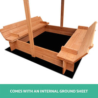 Keezi Wooden Outdoor Sand Box Set Sand Pit- Natural Wood Kids Kings Warehouse 