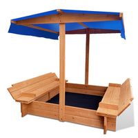 Keezi Wooden Outdoor Sand Box Set Sand Pit- Natural Wood Kids Kings Warehouse 
