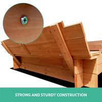 Keezi Wooden Outdoor Sand Box Set Sand Pit- Natural Wood Kids Kings Warehouse 