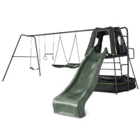 Kids Pallas Play Tower with Metal Swing Set in Green Slide Kings Warehouse 