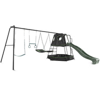 Kids Pallas Play Tower with Metal Swing Set in Green Slide Kings Warehouse 