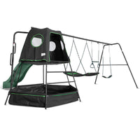 Kids Pallas Play Tower with Metal Swing Set in Green Slide Kings Warehouse 
