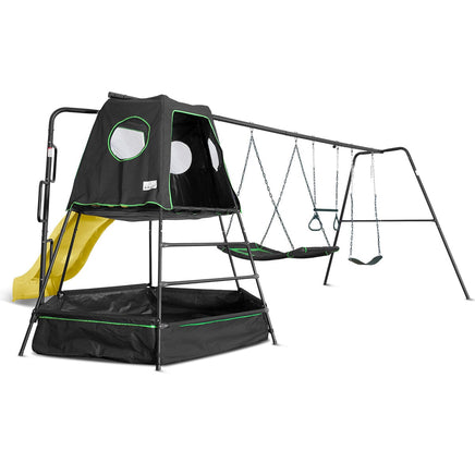 Kids Pallas Play Tower with Metal Swing Set in Yellow Slide Kings Warehouse 