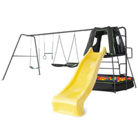 Kids Pallas Play Tower with Metal Swing Set in Yellow Slide Kings Warehouse 