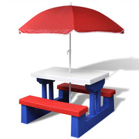 Kids' Picnic Table with Benches and Parasol Multicolour Kings Warehouse 