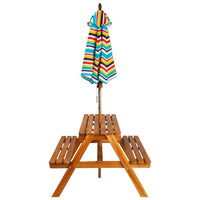Kids Picnic Table with Parasol 79x90x60 cm Solid Acacia Wood Kings Warehouse 