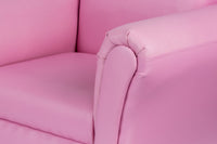 Kids Pink Couch Sofa Chair w/ Footstool in PU Leather Kings Warehouse 