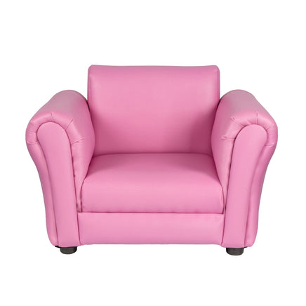 Kids Pink Couch Sofa Chair w/ Footstool in PU Leather Kings Warehouse 
