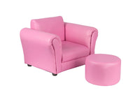 Kids Pink Couch Sofa Chair w/ Footstool in PU Leather Kings Warehouse 