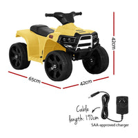 Kids Ride On ATV Quad Motorbike Car 4 Wheeler Electric Toys Battery Yellow Kings Warehouse 