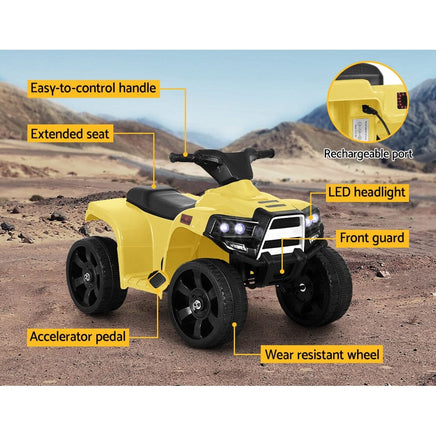 Kids Ride On ATV Quad Motorbike Car 4 Wheeler Electric Toys Battery Yellow Kings Warehouse 