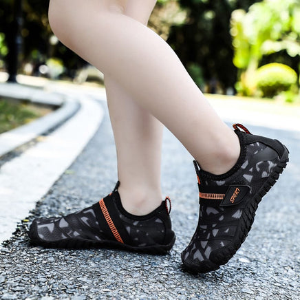 Kids Water Shoes Barefoot Quick Dry Aqua Sports Shoes Boys Girls (Pattern Printed) - Black Size Bigkid US5.5 = EU37 Kings Warehouse 