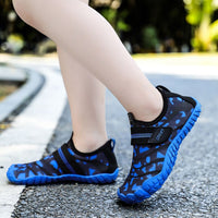 Kids Water Shoes Barefoot Quick Dry Aqua Sports Shoes Boys Girls (Pattern Printed) - Blue Size Bigkid US2=EU32 Kings Warehouse 