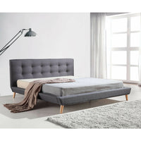 King Linen Fabric Deluxe Bed Frame Grey Kings Warehouse 