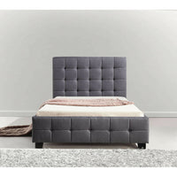 King Single Linen Fabric Deluxe Bed Frame Grey Kings Warehouse 