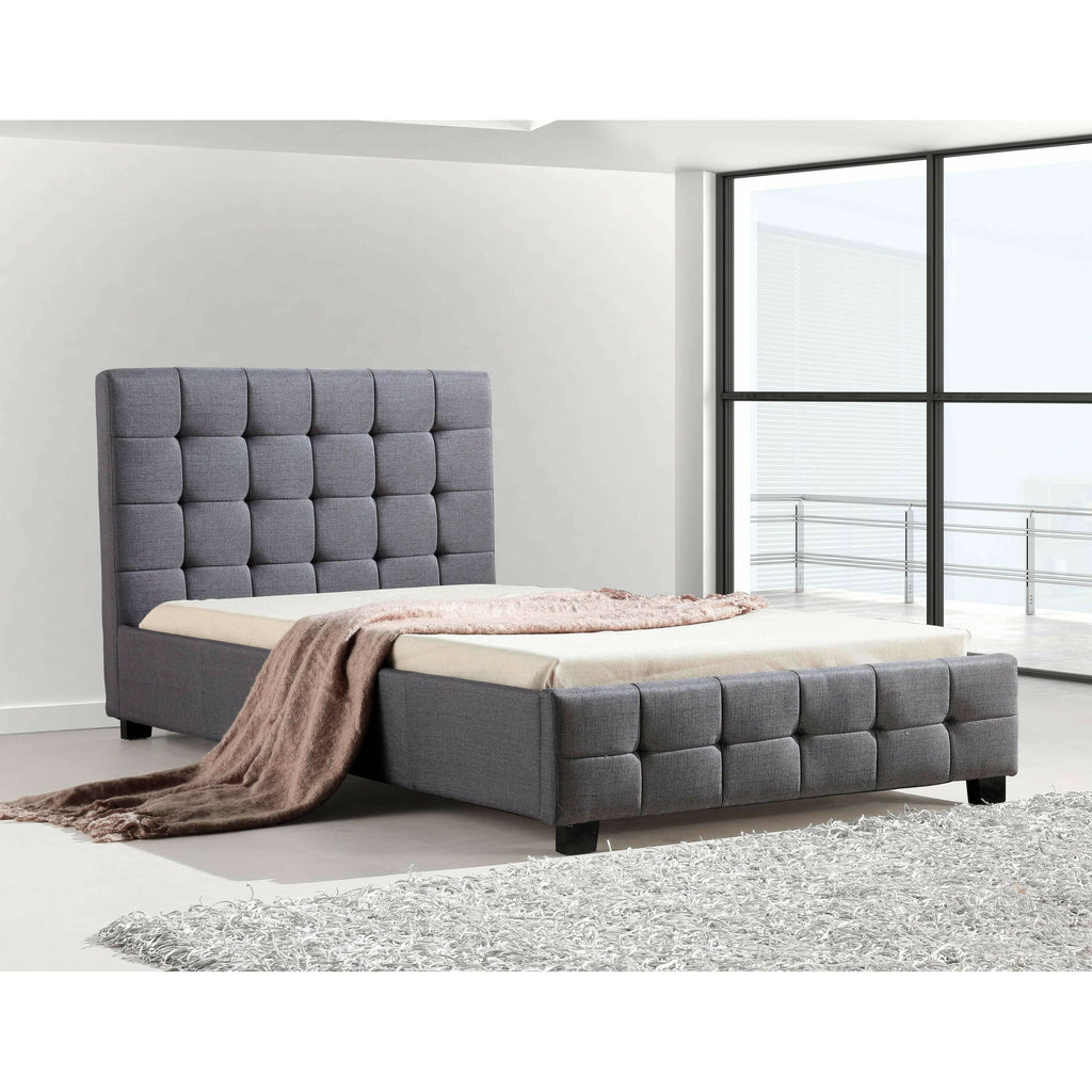King Single Linen Fabric Deluxe Bed Frame Grey Kings Warehouse 