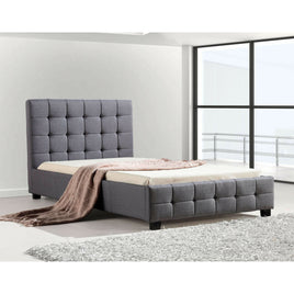 King Single Linen Fabric Deluxe Bed Frame Grey Kings Warehouse
