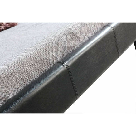 King Single PU Leather Bed Frame Black Kings Warehouse 