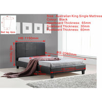 King Single PU Leather Bed Frame Black Kings Warehouse 