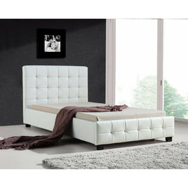 King Single PU Leather Deluxe Bed Frame White Kings Warehouse