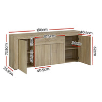 Kings Buffet Sideboard Cabinet Storage 4 Doors Cupboard Hall Wood Hallway Table living room Kings Warehouse 