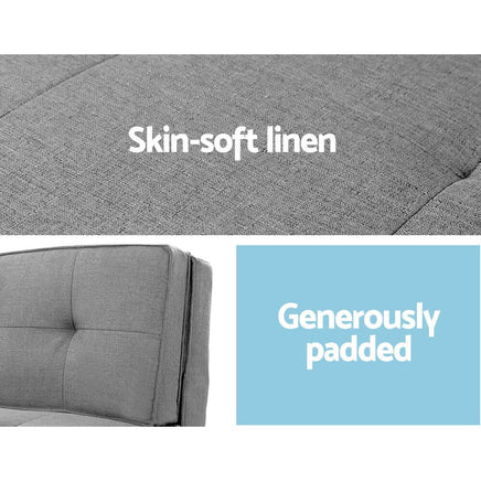 Kings Lounge Sofa Bed Floor Couch Chaise Chair Recliner Futon Folding Grey Kings Warehouse 