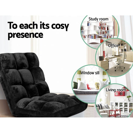 Kings Lounge Sofa Floor Recliner Futon Chaise Folding Couch Black Kings Warehouse 