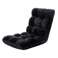 Kings Lounge Sofa Floor Recliner Futon Chaise Folding Couch Black