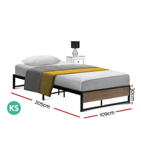 Kings Metal Bed Frame King Single Size Wooden Mattress Base Platform Black OSLO KingsWarehouse 