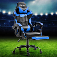 Kings Office Chair Leather Gaming Chairs Footrest Recliner Study Work Blue Kings Warehouse 