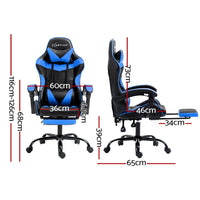 Kings Office Chair Leather Gaming Chairs Footrest Recliner Study Work Blue Kings Warehouse 