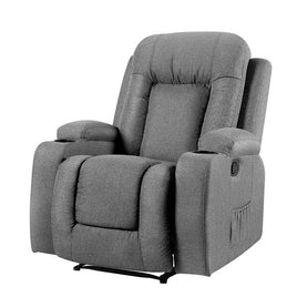 Kings Recliner Chair Electric Massage Chair Fabric Lounge Sofa Heated Grey Kings Warehouse