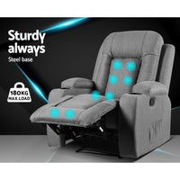 Kings Recliner Chair Electric Massage Chair Fabric Lounge Sofa Heated Grey Kings Warehouse 