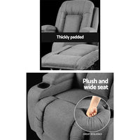 Kings Recliner Chair Electric Massage Chair Fabric Lounge Sofa Heated Grey Kings Warehouse 
