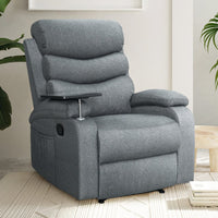 Kings Recliner Chair Lounge Sofa Armchair Chairs Couch Fabric Grey Tray Table Kings Warehouse 