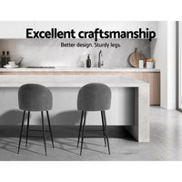Kings Set of 2 Bar Stools Kitchen Dining Chair Stool Chairs Sherpa Boucle Charcoal bar stools Kings Warehouse 