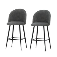 Kings Set of 2 Bar Stools Kitchen Dining Chair Stool Chairs Sherpa Boucle Charcoal