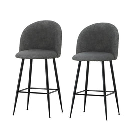Kings Set of 2 Bar Stools Kitchen Dining Chair Stool Chairs Sherpa Boucle Charcoal bar stools Kings Warehouse 