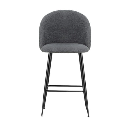 Kings Set of 2 Bar Stools Kitchen Dining Chair Stool Chairs Sherpa Boucle Charcoal bar stools Kings Warehouse 