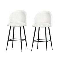 Kings Set of 2 Bar Stools Kitchen Dining Chair Stool White Chairs Sherpa Boucle