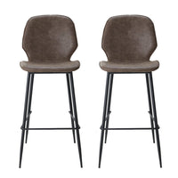 Kings Set of 2 Bar Stools Kitchen Stool Barstool Dining Chairs Leather Brown Kingsley bar stools Kings Warehouse 
