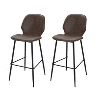 Kings Set of 2 Bar Stools Kitchen Stool Barstool Dining Chairs Leather Brown Kingsley