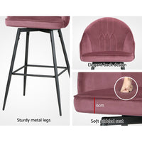 Kings Set of 2 Bar Stools Kitchen Stool Dining Chairs Velvet Chair Barstool Pink Mesial bar stools Kings Warehouse 