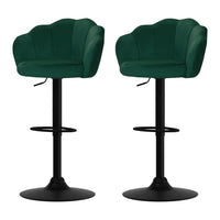 Kings Set of 2 Bar Stools Kitchen Stool Swivel Chair Gas Lift Velvet Chairs Green Nessah bar stools Kings Warehouse 