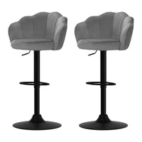 Kings Set of 2 Bar Stools Kitchen Stool Swivel Chair Gas Lift Velvet Chairs Grey Nessah bar stools Kings Warehouse 