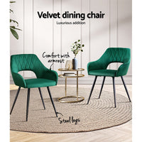 Kings Set of 2 Caitlee Dining Chairs Kitchen Chairs Velvet Upholstered Green dining KingsWarehouse 